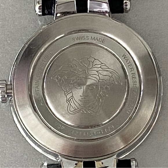 VERSACE Silver UNISEX Watch with Black Leather Alligator Strap main image 8